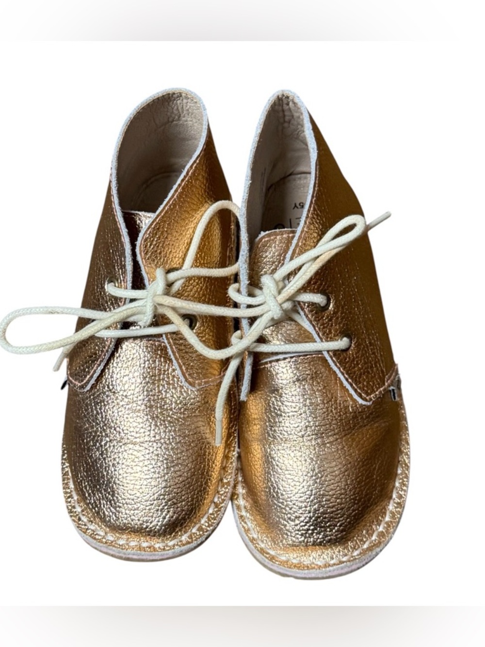 EUC Monkey Feet Girls 4-5Y Gold Metallic Lightweight Leather Booties